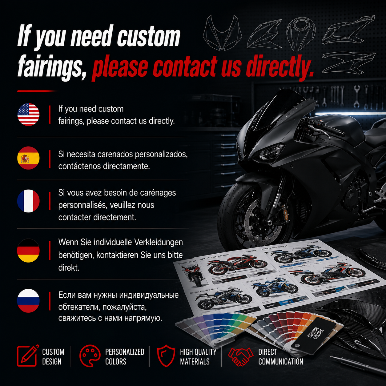 Custom Painted Motorcycle Fairing Kit for Yamaha YZF-R6 2008-2016